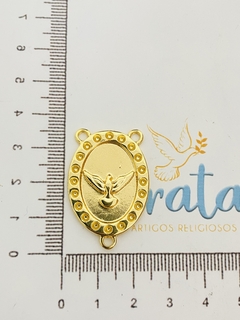 Entremeio 3 pontas Espírito Santo 35mm sem strass - Dourado - comprar online