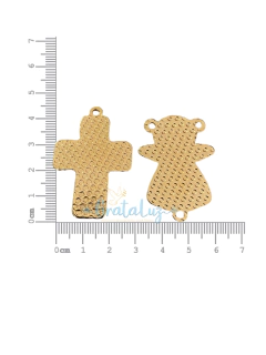 Kit com Entremeio Anjo Branco + Crucifixo Branco para terço infantil - Dourado - comprar online