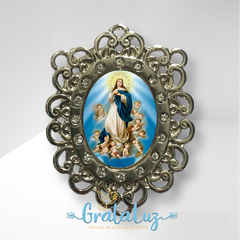 Entremeio Arabesco Personalizado (Escolha sua imagem) 45mm com Strass - Níquel - Grata Luz - Artigos Religiosos criativos