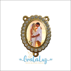 Entremeio resinado Personalizado 40mm com Strass - Dourado - comprar online