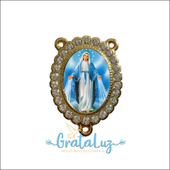 Entremeio resinado Personalizado 40mm com Strass - Dourado - Grata Luz - Artigos Religiosos criativos