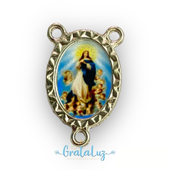 Entremeio 3 pontas Nossa Senhora da Conceição 20mm - Níquel