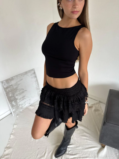 • Pollera Pia negro • - comprar online