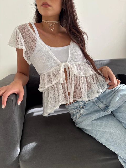 • Blusa Juana transparencia blanca • - comprar online