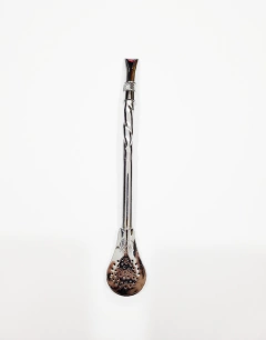 Bombilla niquelada cincelada con baño de bronce