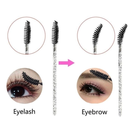 Descartable de cejas y pestañas con mango de glitter x50