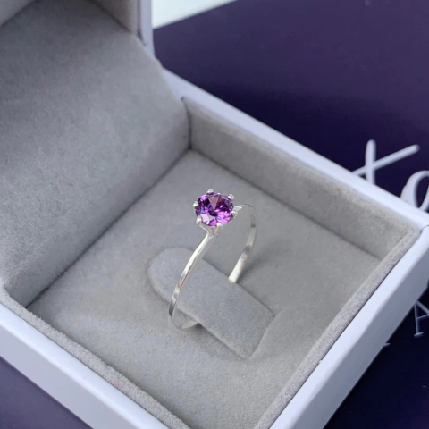 Anel Sólitario Ametista