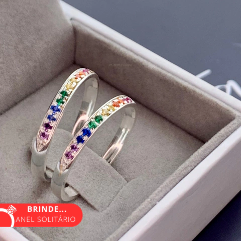 ALIANÇAS PRIDE 2 MM EM PRATA - PRESENTE EXCLUSIVO