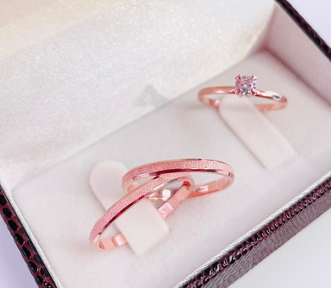 Alianças Natal Diamantadas 2 MM Rose - Anel de Brinde