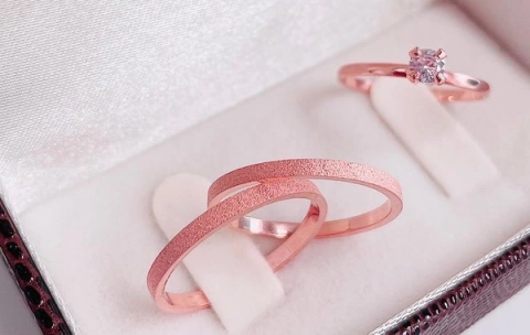 Alianças Paris Quadrada 2 MM Rose - Anel de Brinde