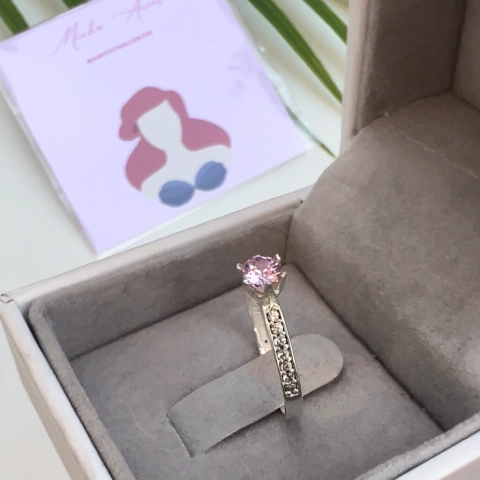 ANEL PRINCESA ARIEL - PEDRA ROSA CLARO