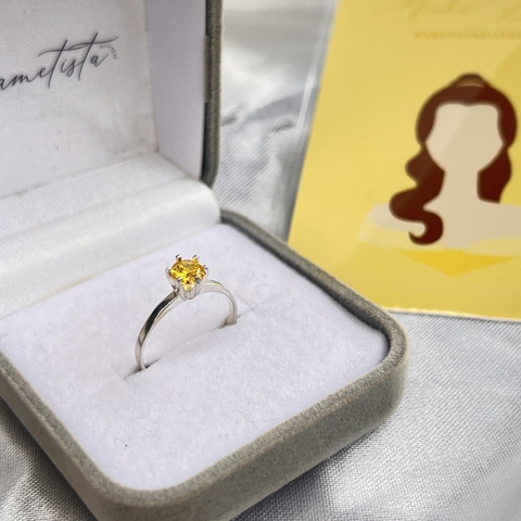 Anel Solitário Classico Bella - Pedra Amarela - comprar online