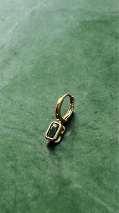 ARGOLA CLICK ZIRCONIA OURO ESMERALDA