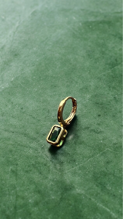 ARGOLA CLICK ZIRCONIA OURO ESMERALDA