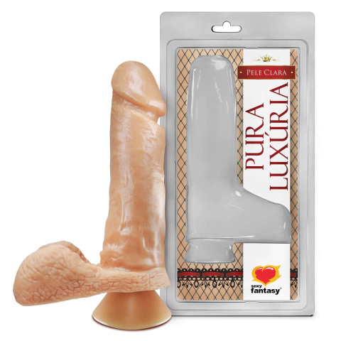 Pênis Realístico com Escroto, Ventosa e Vibrador controle multivelocidade Prótese mede 20,5cm X 4,7cm Pura Luxuria SEXY FANTASY PV030 - (cópia) - comprar online