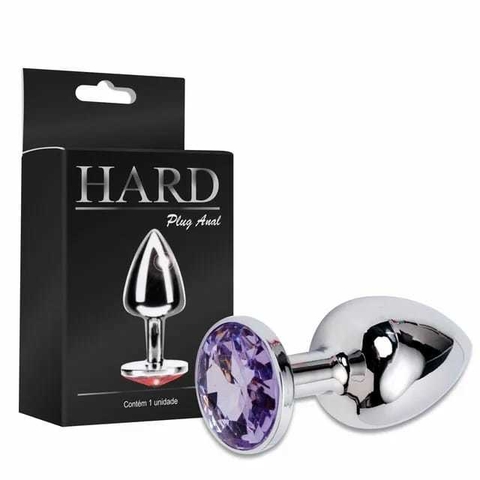 PLUG ANAL EM METAL CROMADO 6,5 x 2,5cm P com JÓIA HARD - HA118C