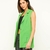 Colete Alongado Alfaiataria Bolso Faixa Verde Miss Joy 7484 Feminino