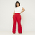 Calça Alfaiataria Vermelha Fenda Lateral Miss Joy 7652 Feminino