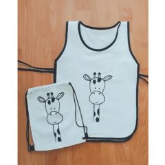 Kit Delantal de juego + Mochila de tela - Jirafa