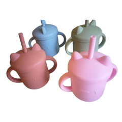 Vaso de Silicona con tapa y asas motivo Gatito - OR deco