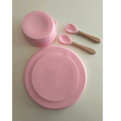 Set X4 piezas Plato con División + Bowl Panda + Cubiertos Bambu