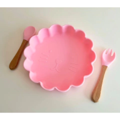 Set X3 piezas Plato León + Cubiertos Bambu - OR deco