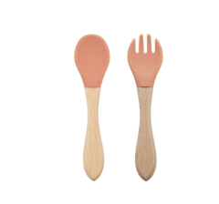 Set Tenedor y Cuchara Silicona y Mango Bambu - tienda online