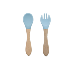 Set Tenedor y Cuchara Silicona y Mango Bambu - comprar online
