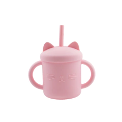 Vaso de Silicona con tapa y asas motivo Gatito