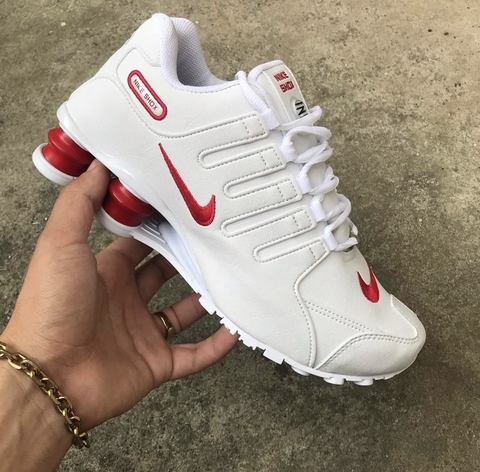 Nike Shox 4 Molas - Branco/Vermelho