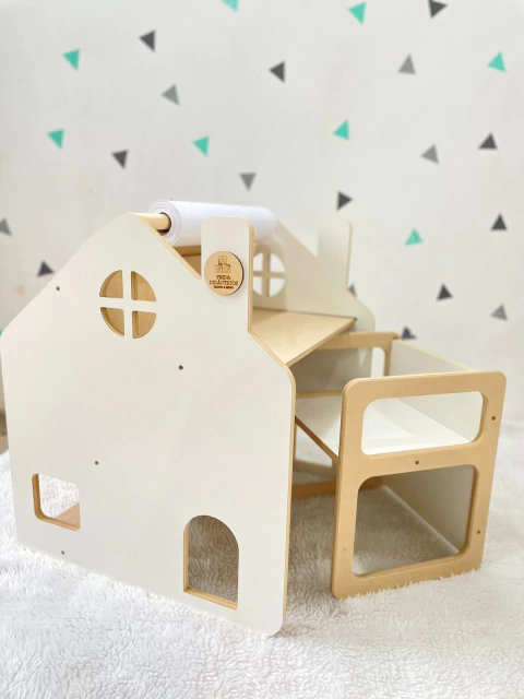 Pizarra escritorio chimenea Melamina + silla melamina