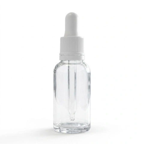 110 Frascos Colirio 30ml Incoloro con Pipeta inviolable de Nitrilo Blanca y Cánula Punta Gota