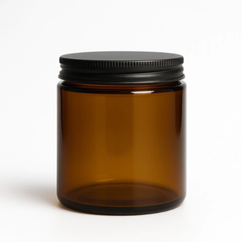 10 Pote Recto Vidrio Ambar 250ml Tapa Metalica Ideal Velas - comprar online