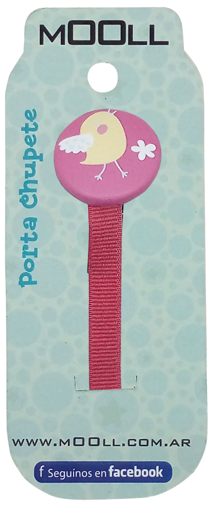 Porta Chupete Eco cuero Pajarito fucsia