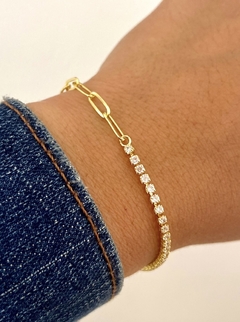 Pulsera zirconias + eslabones