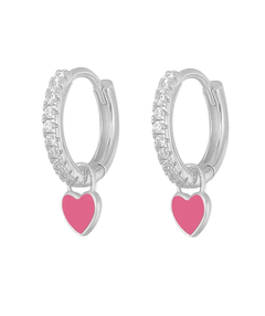 Argollita SILVER dije corazón esmaltado (x unidad) - comprar online