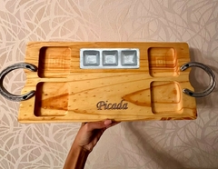 Tabla de picada grabada de 22x49cm, Inlcuye triple dip