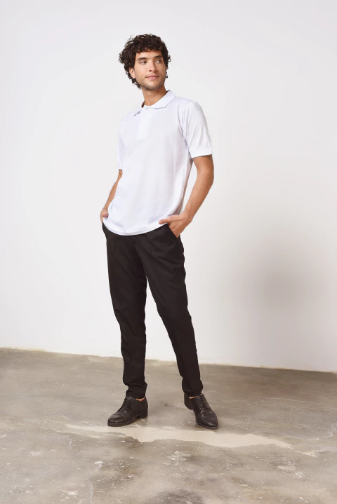 CHOMBA MANGA CORTA BLANCA HOMBRE