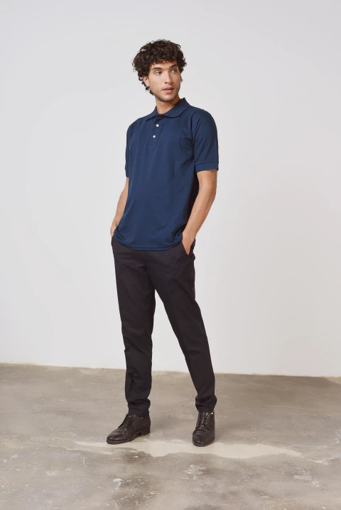 CHOMBA MANGA CORTA AZUL HOMBRE