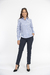 2 CAMISAS M/L RAYADAS CELESTE Y BLANCO + 1 PANTALÓN AZUL DE MUJER - comprar online
