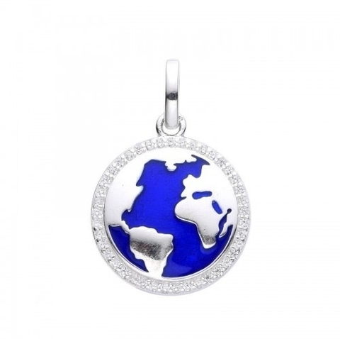 Dije Mundo de plata 925, cubics y esmalte