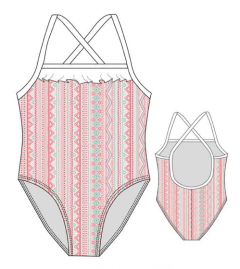 MALLA ENTERA NENA C/VOLADO EN ESCOTE T. 2 - 8 (123A) - comprar online