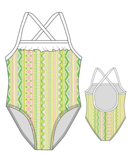 MALLA ENTERA NENA C/VOLADO EN ESCOTE T. 10 - 16 (123AE)