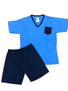 PIJAMA HOMBRE M/CORTA P/CORTO CUELLO EN V T:46-54 (600MS) en internet