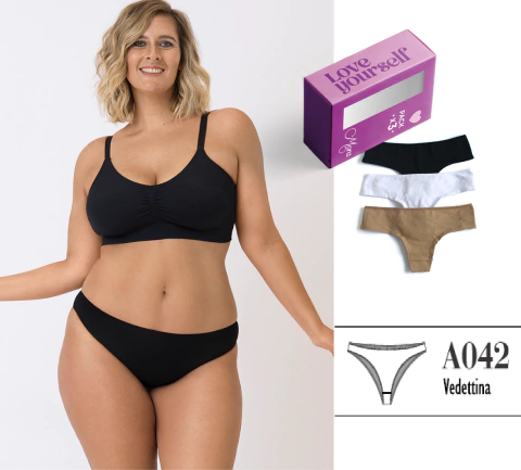 PACK X3 VEDETINA ALGODON LISO CON ELASTICO MIX (A042M)