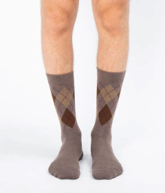 MEDIA CANA HOMBRE ALGODON ROMBOS (6307C) en internet