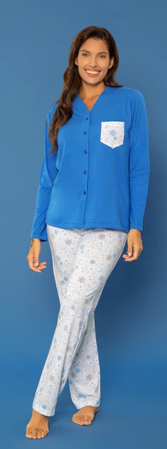 PIJAMA M/LARGA P/LARGO ABOTONAR FLORCITAS (25617E)