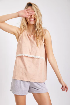 PIJAMA MUSCULOSA Y SHORT MATERNAL (2685-20) - tienda online