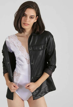 BODY M/CORTA LYCRA Y ENCAJE GLARE (2363N) - Victoria Garrido Lenceria