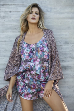 KIMONO LARGO SATEN ESTAMPADO TRINIDAD BY MERY (9601-25) - comprar online